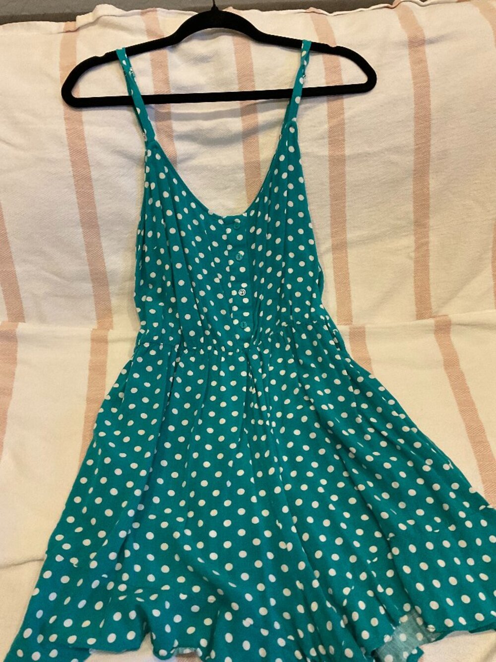 City Chic Teal & White Polka Dot Romper | M/18 | Plus Size - Picture 2 of 4